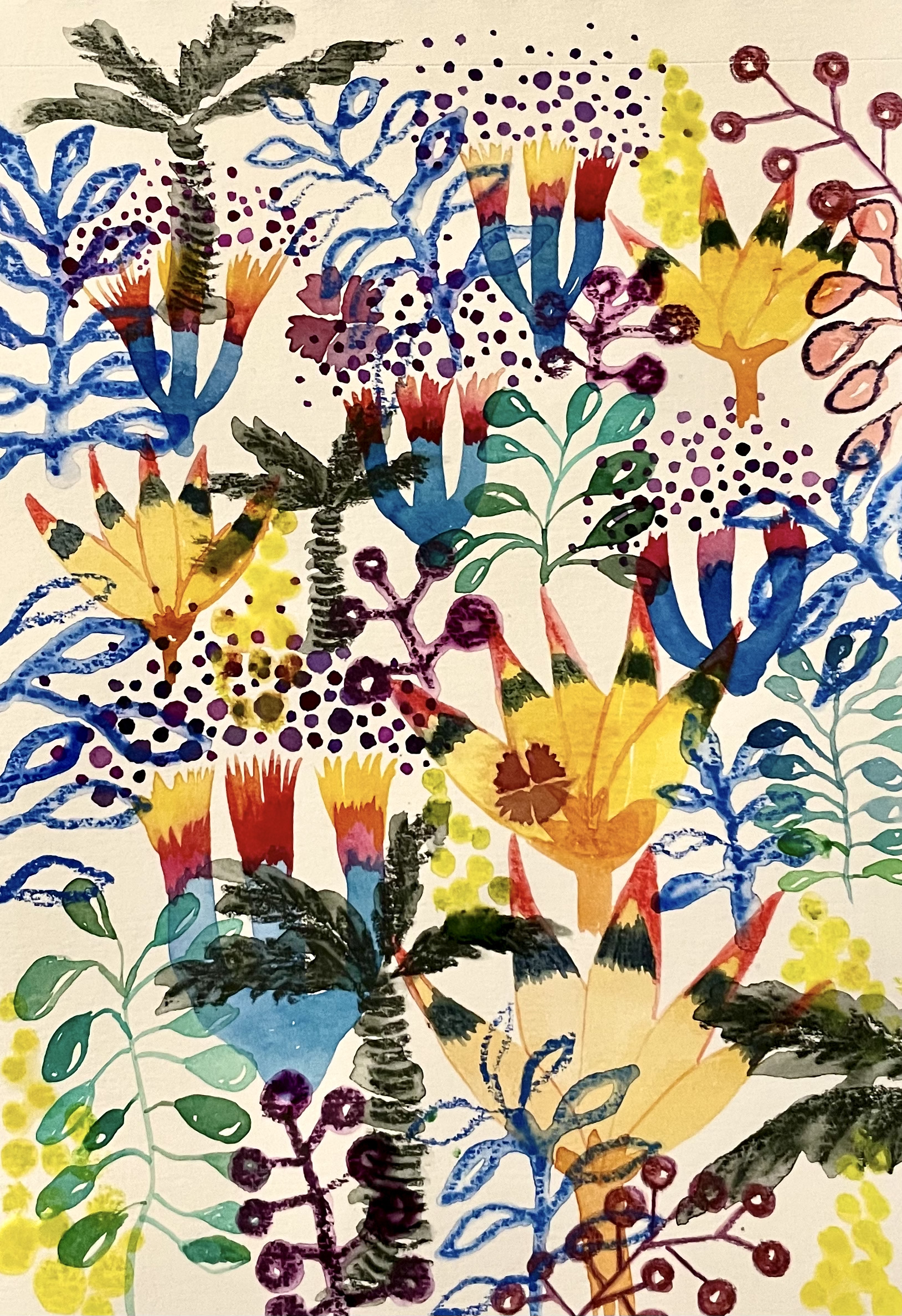 Abstract Floral Painting in Mixed Media