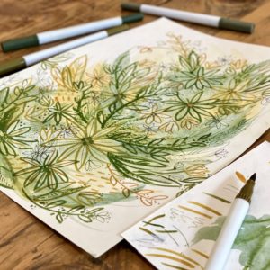 Abstract Floral Painting in Mixed Media