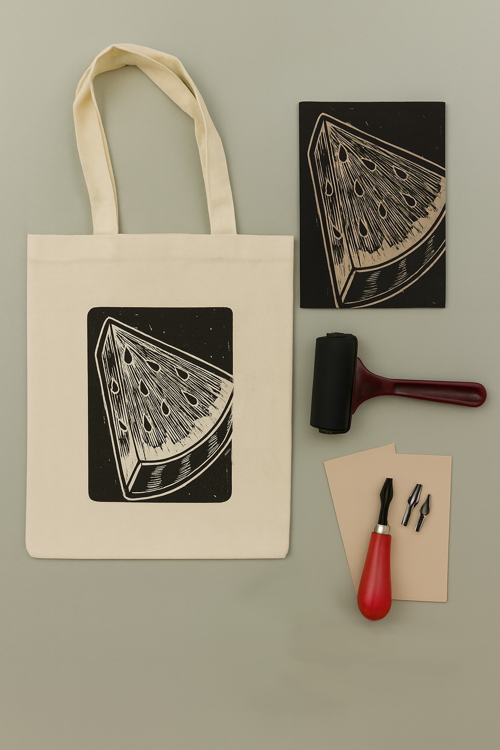 Lino Print Tote Bag Workshop – Watermelon Edition