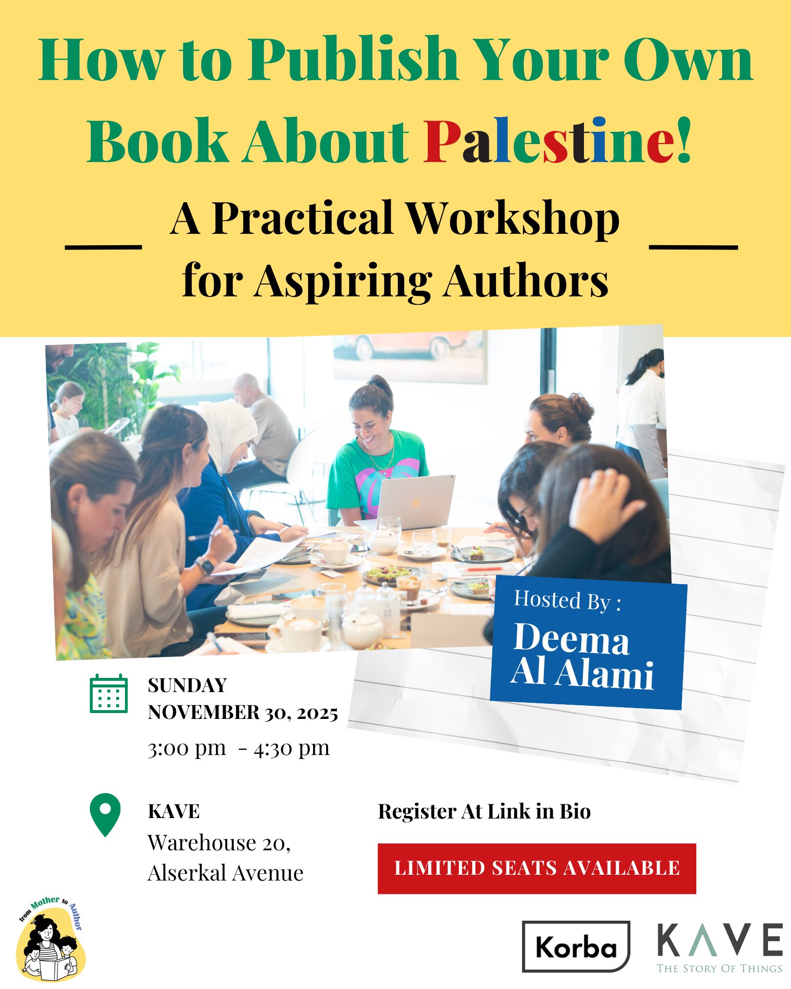 Korba: How to Publish Your Own Book About Palestine! A Practical Workshop for Aspiring Authors!